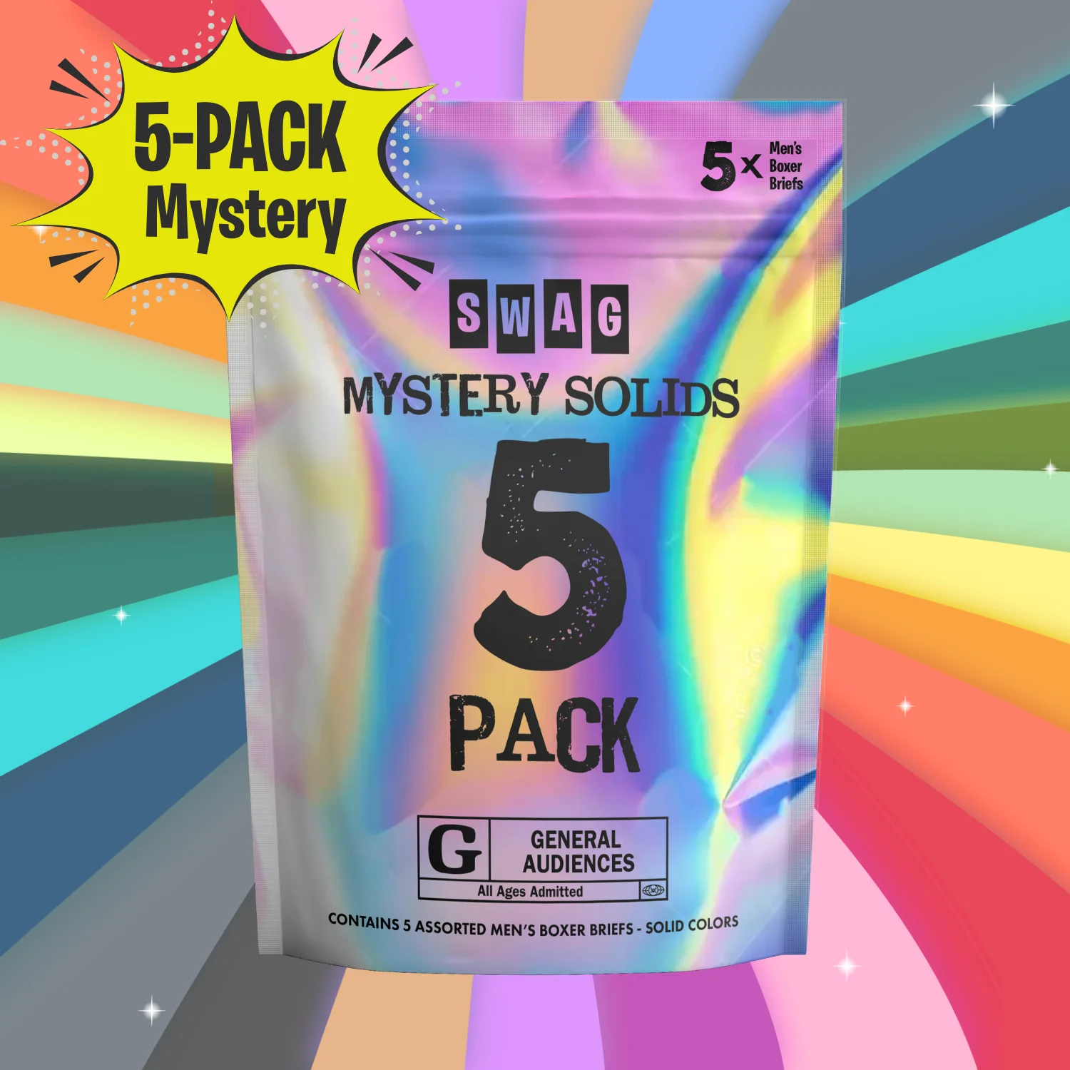 SWAG Mystery Boxer Brief 5-Pack - Solid Colors
